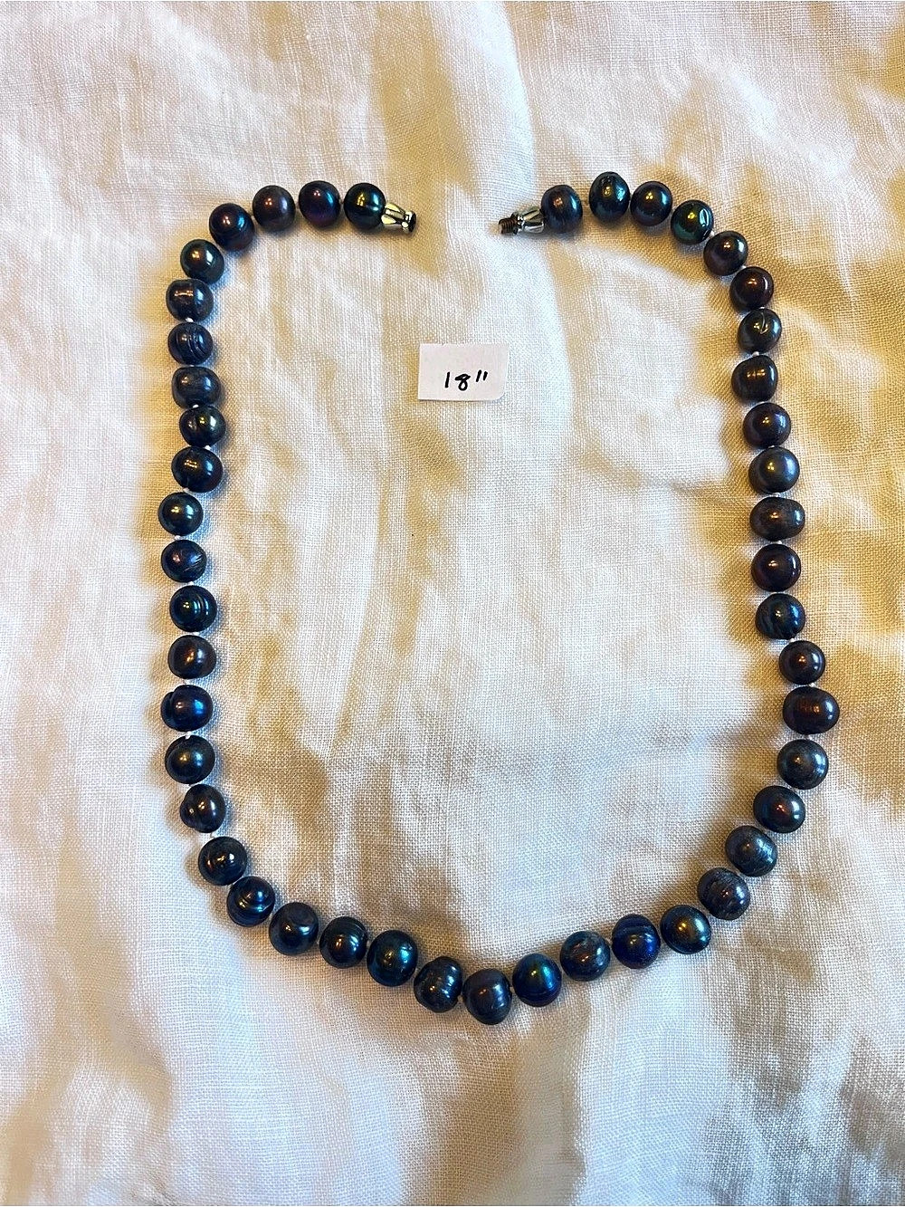 Peacock Grey Genuine Freshwater Necklace 18”